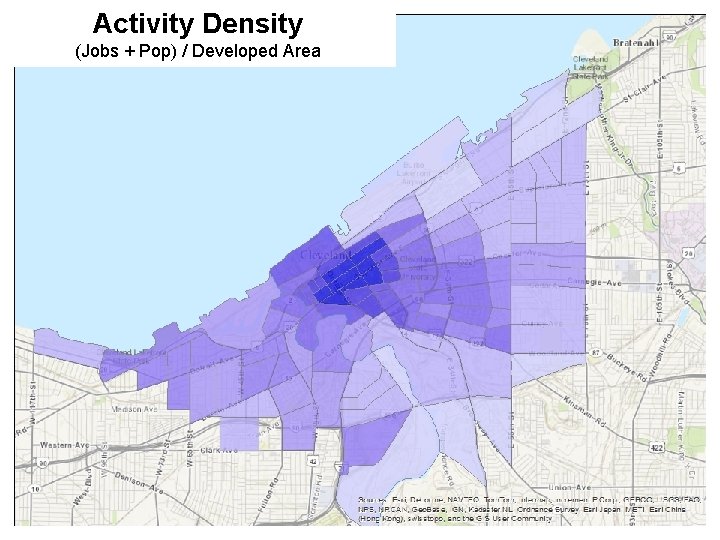 Activity Density (Jobs + Pop) / Developed Area 