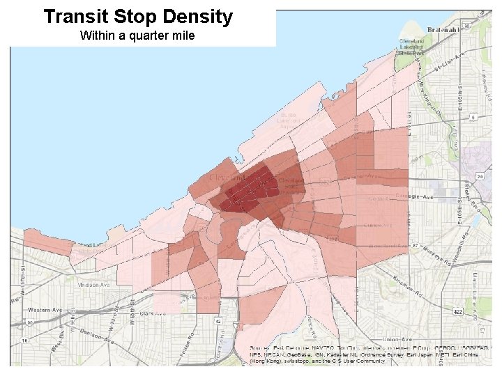 Transit Stop Density Within a quarter mile 