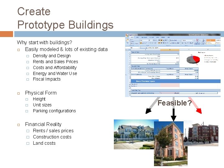Create Prototype Buildings Why start with buildings? Easily modeled & lots of existing data