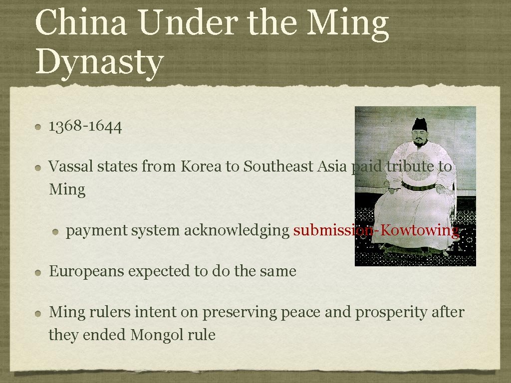 China Under the Ming Dynasty 1368 -1644 Vassal states from Korea to Southeast Asia China Under the Ming Dynasty 1368 -1644 Vassal states from Korea to Southeast Asia