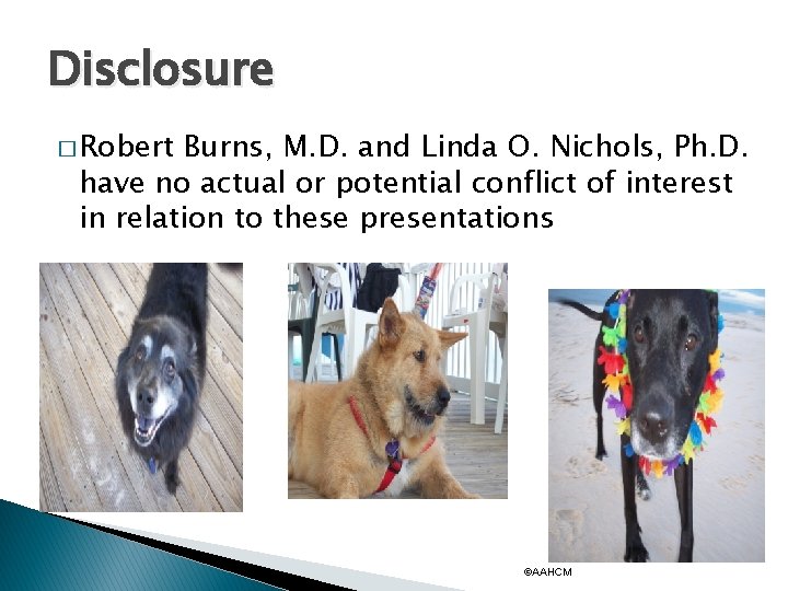 Disclosure � Robert Burns, M. D. and Linda O. Nichols, Ph. D. have no