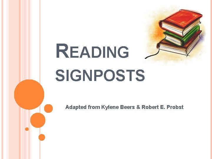 READING SIGNPOSTS Adapted from Kylene Beers & Robert E. Probst 