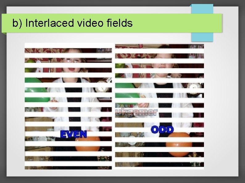 b) Interlaced video fields 