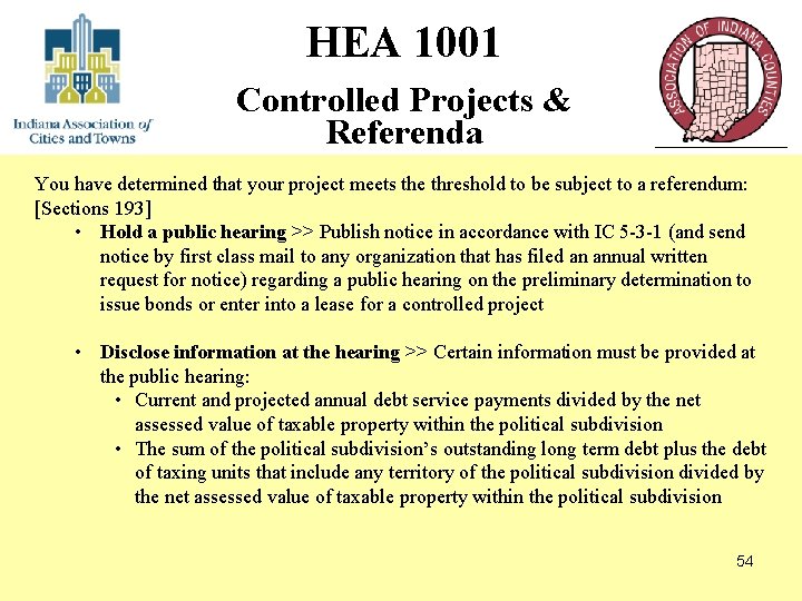 HEA 1001 Controlled Projects & Referenda You have determined that your project meets the