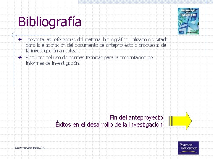 Bibliografía Presenta las referencias del material bibliográfico utilizado o visitado para la elaboración del