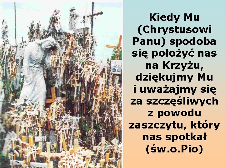 Kiedy Mu (Chrystusowi Panu) spodoba się położyć nas na Krzyżu, dziękujmy Mu i uważajmy