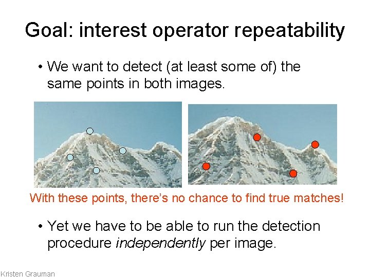 Goal: interest operator repeatability • We want to detect (at least some of) the