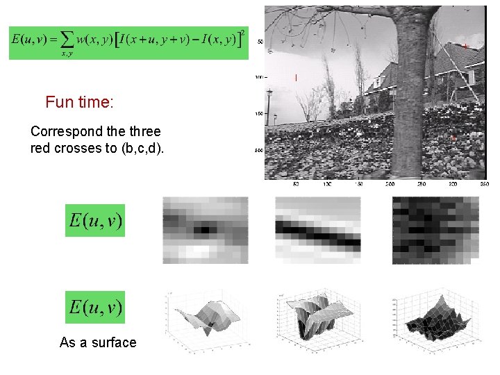 Fun time: Correspond the three red crosses to (b, c, d). As a surface