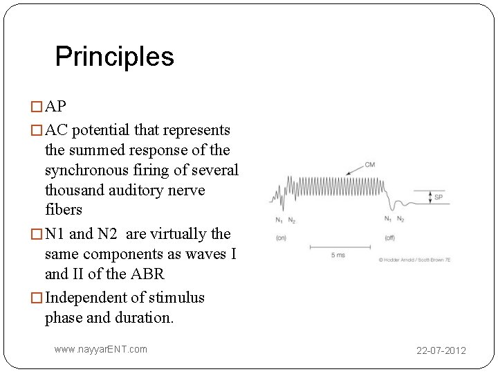 Principles � AP � AC potential that represents the summed response of the synchronous