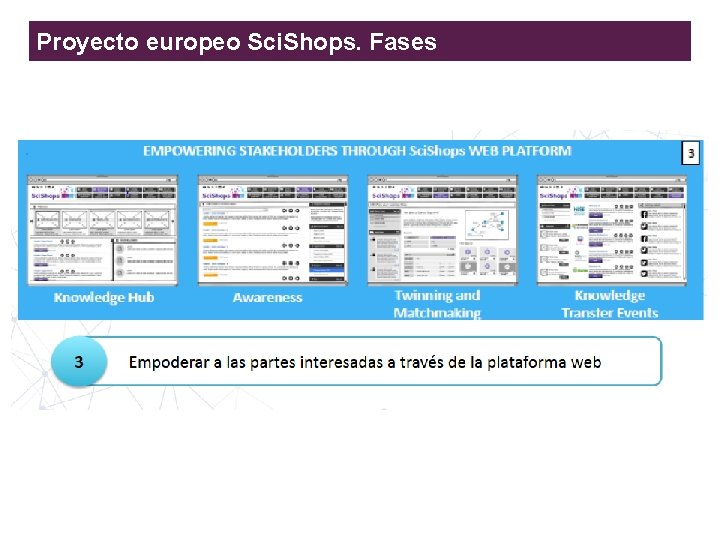 Proyecto europeo Sci. Shops. Fases Enhancing the Responsible and Sustainable Expansion of the Science