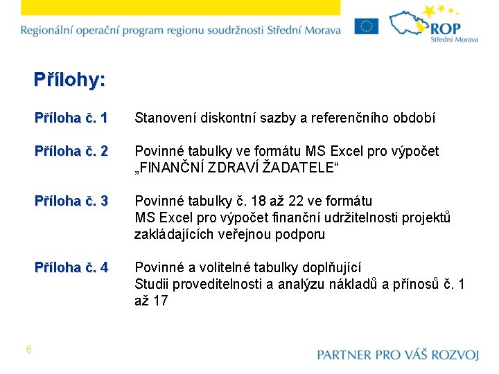 Přílohy: 6 Příloha č. 1 Stanovení diskontní sazby a referenčního období Příloha č. 2