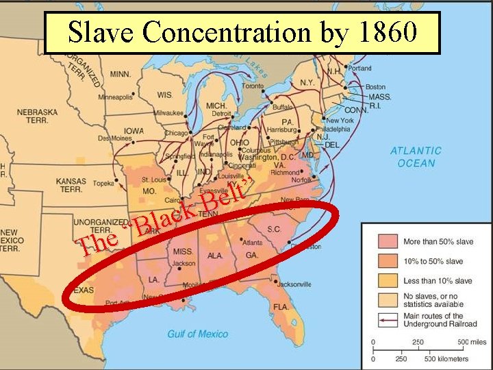 Slave Concentration, 1820 Slave Concentration by 1860 e h T ” t l e