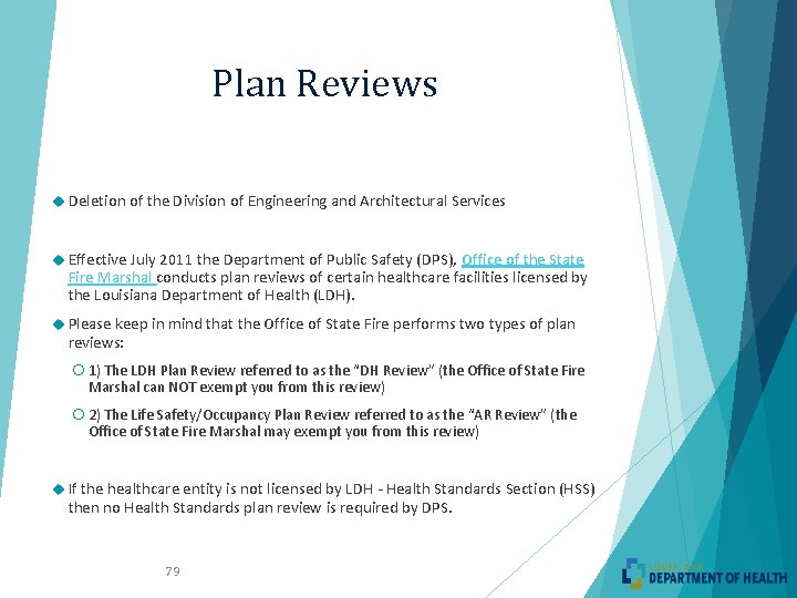 Plan Reviews Deletion of the Division of Engineering and Architectural Services Effective July 2011