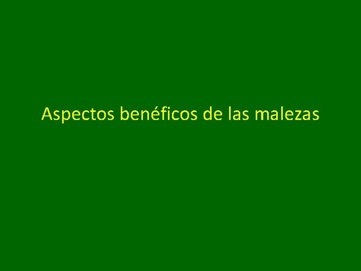 Aspectos benéficos de las malezas 