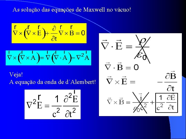 As solução das equações de Maxwell no vácuo! Veja! A equação da onda de