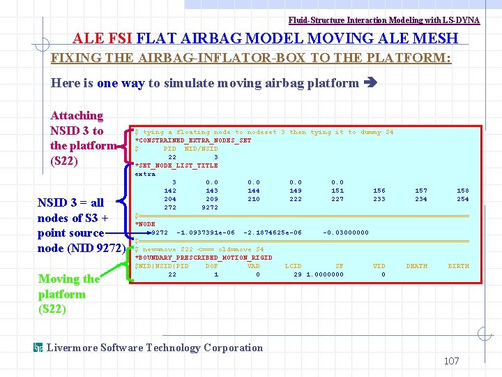 Fluid-Structure Interaction Modeling with LS-DYNA ALE FSI FLAT AIRBAG MODEL MOVING ALE MESH FIXING