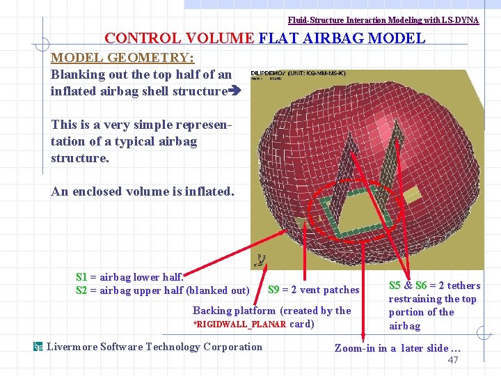 Fluid-Structure Interaction Modeling with LS-DYNA CONTROL VOLUME FLAT AIRBAG MODEL GEOMETRY: Blanking out the