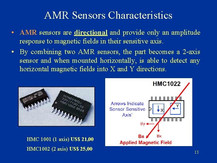AMR Sensors Characteristics • AMR sensors are directional and provide only an amplitude response