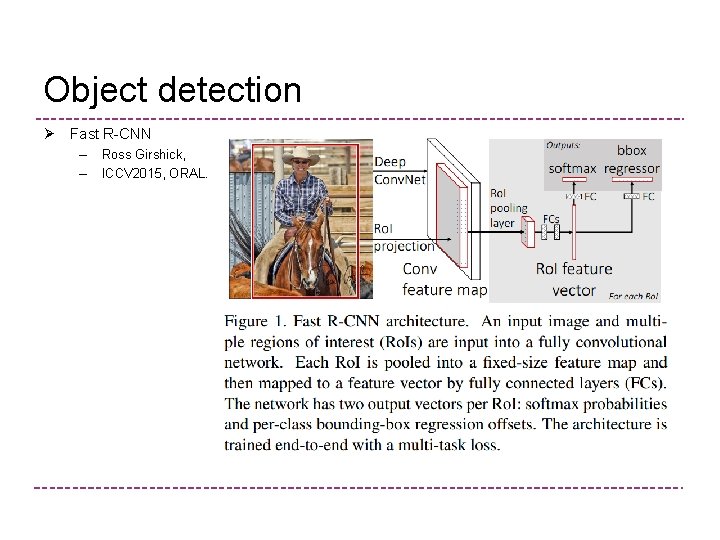 Object detection Ø Fast R-CNN – – Ross Girshick, ICCV 2015, ORAL. 