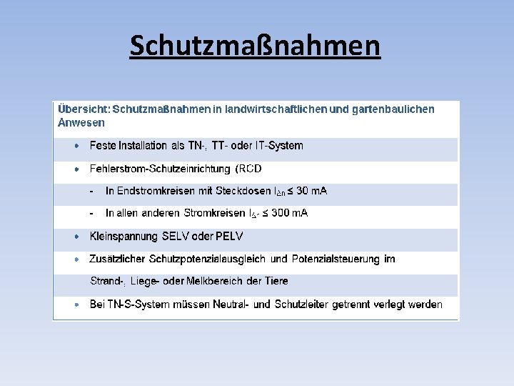 Schutzmaßnahmen 