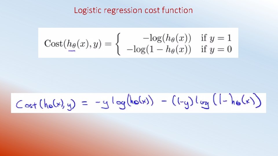 Logistic regression cost function 