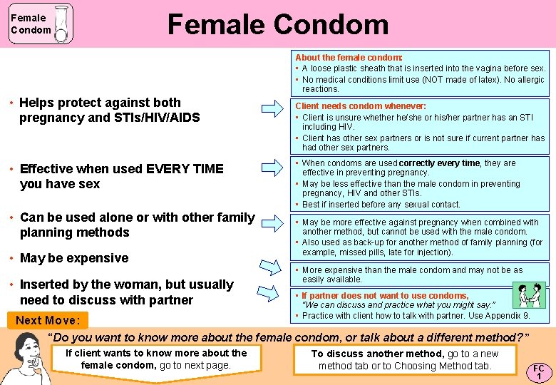 Female Condom About the female condom: • A loose plastic sheath that is inserted