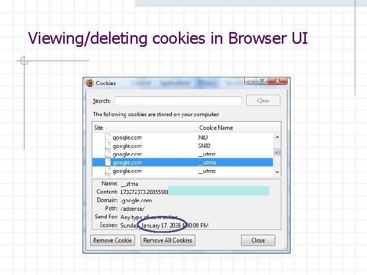 Viewing/deleting cookies in Browser UI 