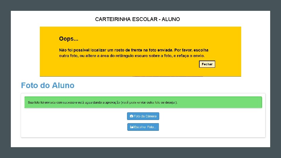 CARTEIRINHA ESCOLAR - ALUNO CARTEIRINHA ESCOLAR - ALUNO