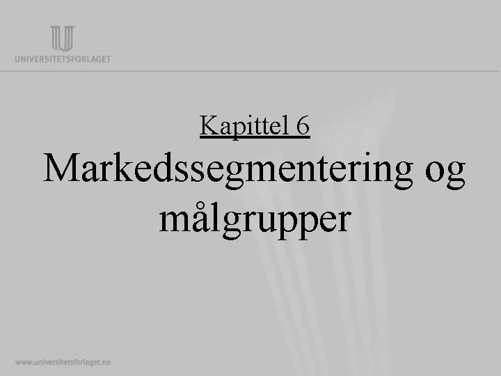 Kapittel 6 Markedssegmentering og målgrupper 