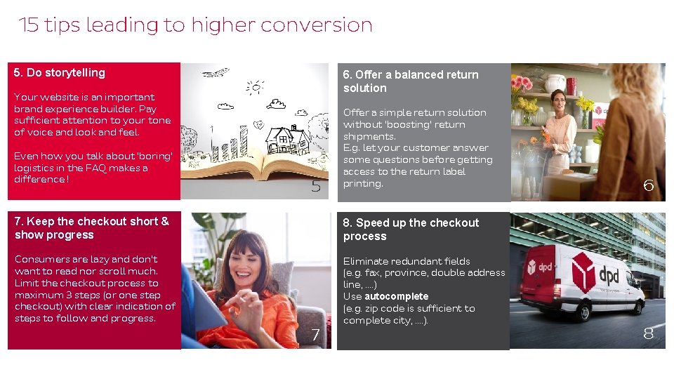 15 tips leading to higher conversion 5. Do storytelling 6. Offer a balanced return