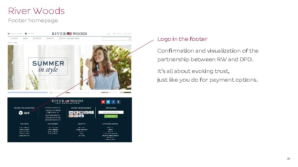 River Woods Footer homepage Logo in the footer Confirmation and visualization of the partnership