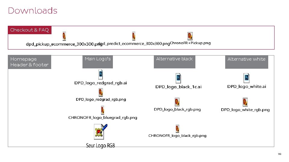 Downloads Checkout & FAQ Homepage Header & footer Main Logo’s Alternative black Alternative white