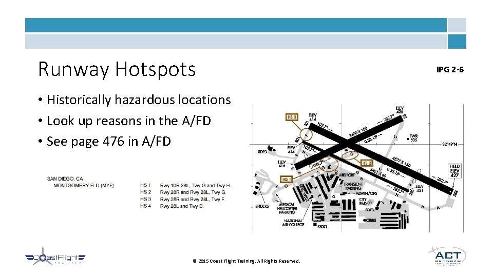 Runway Hotspots • Historically hazardous locations • Look up reasons in the A/FD •