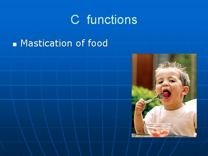 C functions n Mastication of food 