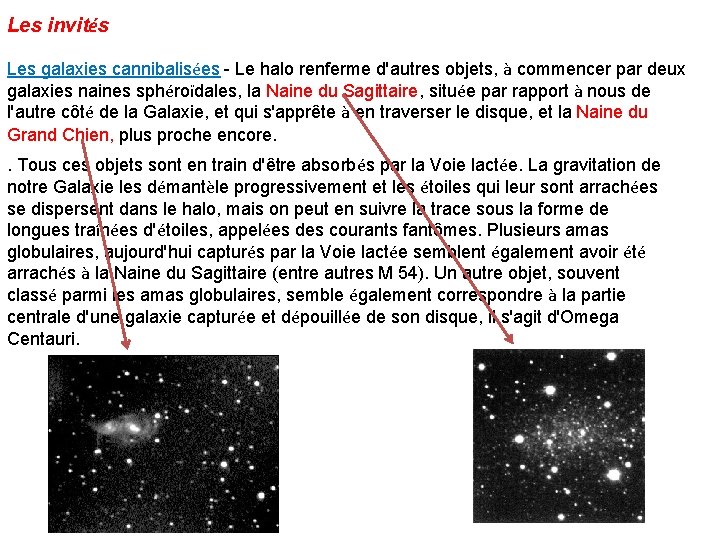 Les invités Les galaxies cannibalisées - Le halo renferme d'autres objets, à commencer par