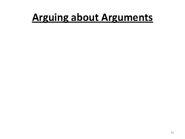 Arguing about Arguments 18 