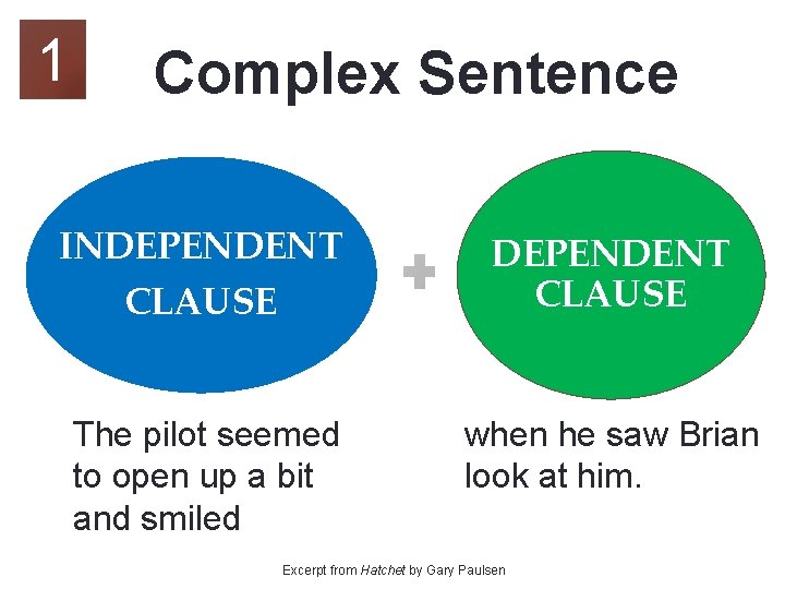 1 Complex Sentence INDEPENDENT CLAUSE The pilot seemed to open up a bit and