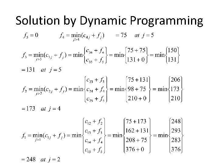 Solution by Dynamic Programming Solution by Dynamic Programming