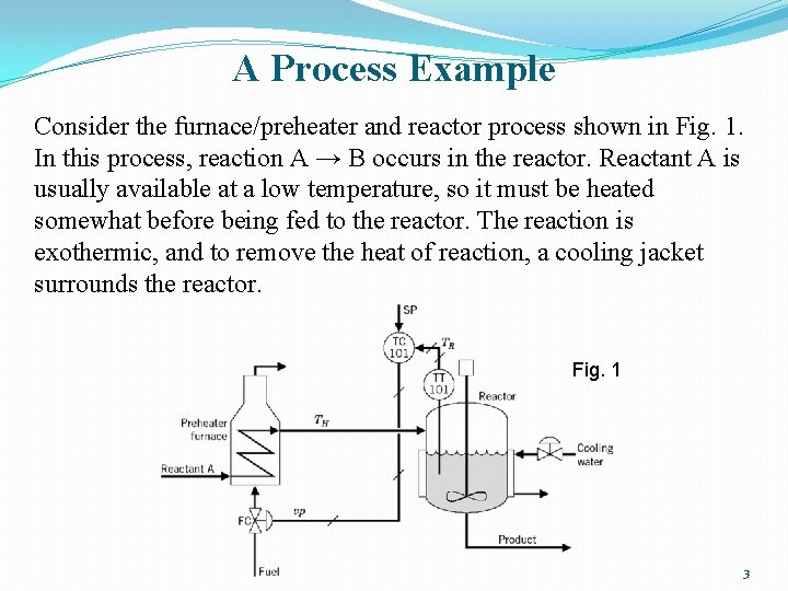 A Process Example Consider the furnace/preheater and reactor process shown in Fig. 1. In A Process Example Consider the furnace/preheater and reactor process shown in Fig. 1. In