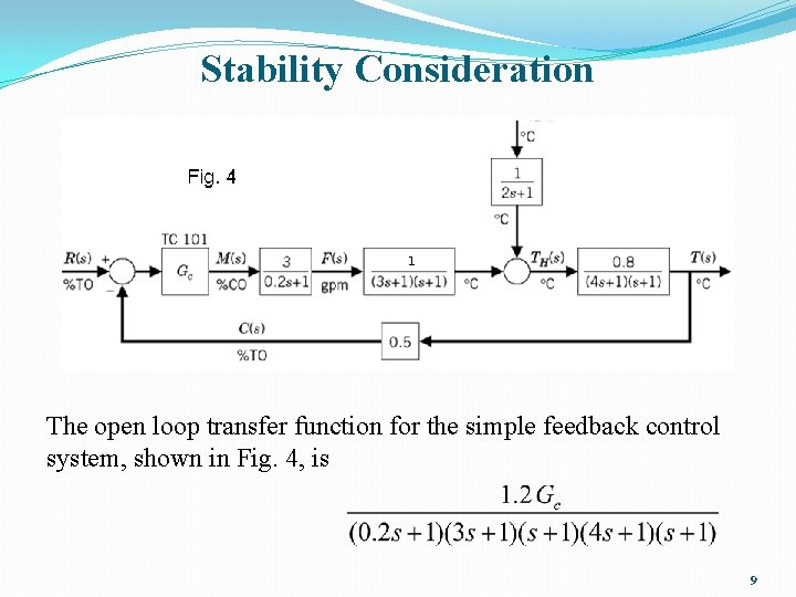 Stability Consideration The open loop transfer function for the simple feedback control system, shown Stability Consideration The open loop transfer function for the simple feedback control system, shown