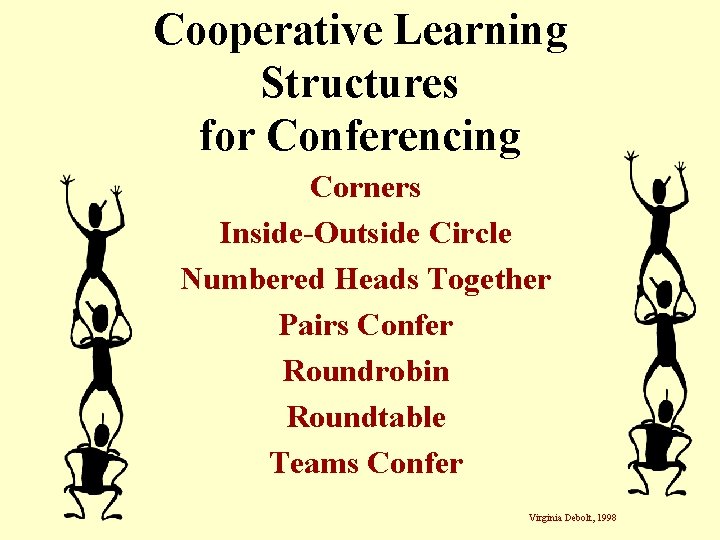 Cooperative Learning Structures for Conferencing Corners Inside-Outside Circle Numbered Heads Together Pairs Confer Roundrobin