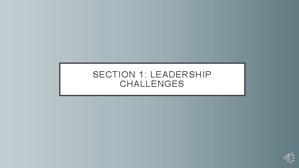 SECTION 1: LEADERSHIP CHALLENGES 