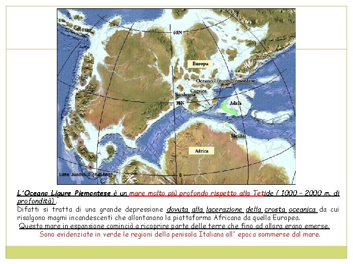 L'Oceano Ligure Piemontese è un mare molto più profondo rispetto alla Tetide ( 1000