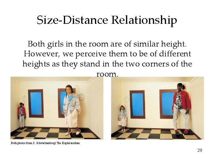 Size-Distance Relationship Both girls in the room are of similar height. However, we perceive