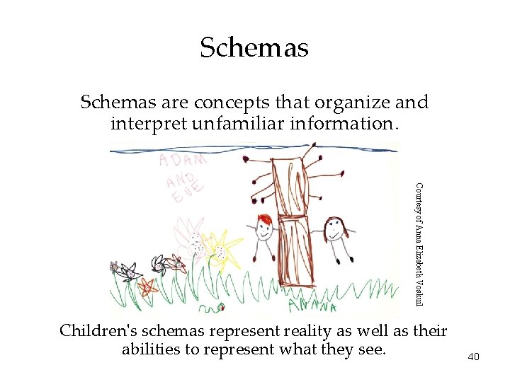 Schemas are concepts that organize and interpret unfamiliar information. Courtesy of Anna Elizabeth Voskuil