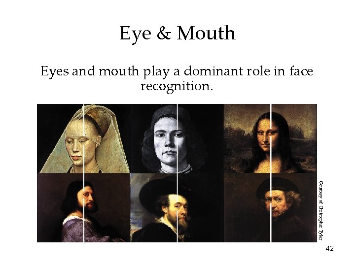Eye & Mouth Eyes and mouth play a dominant role in face recognition. Courtesy