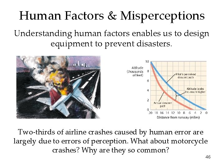 Human Factors & Misperceptions Understanding human factors enables us to design equipment to prevent