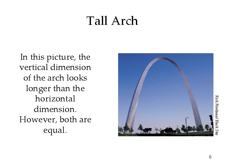 Tall Arch Rick Friedman/ Black Star In this picture, the vertical dimension of the