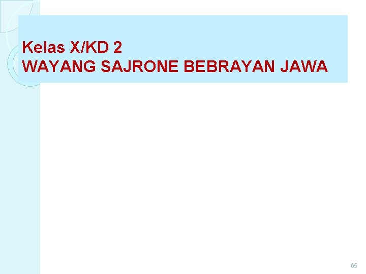 Kelas X/KD 2 WAYANG SAJRONE BEBRAYAN JAWA 65 