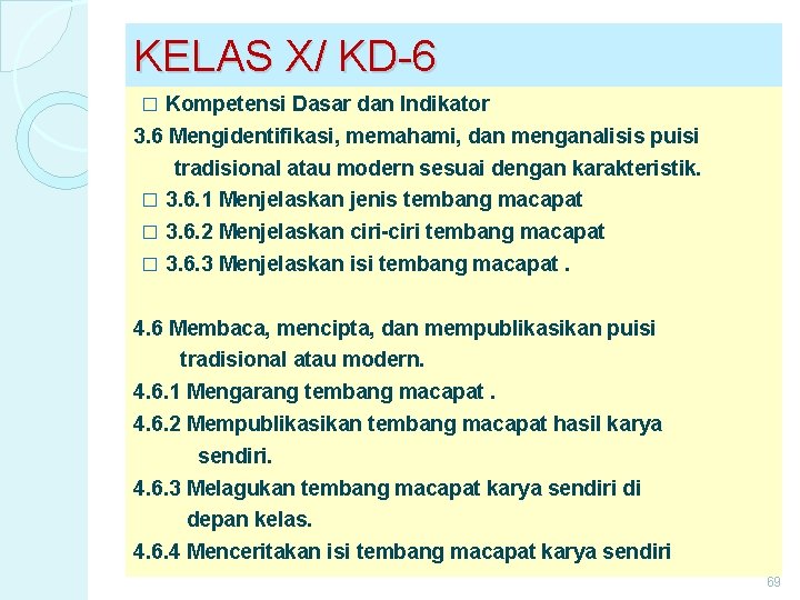 KELAS X/ KD-6 � Kompetensi Dasar dan Indikator 3. 6 Mengidentifikasi, memahami, dan menganalisis